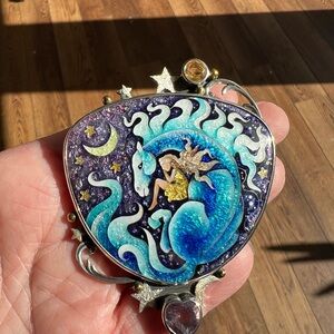 Mystical Blue and Purple Horse Pendant